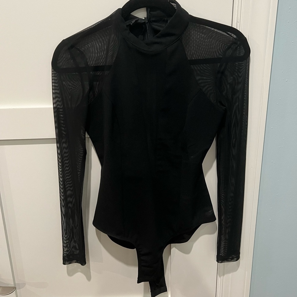 SEEK black mesh cutout bodysuit in size small.